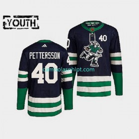 Camiseta Vancouver Canucks Elias Pettersson 40 Adidas 2022 Reverse Retro Marinha Authentic - Criança